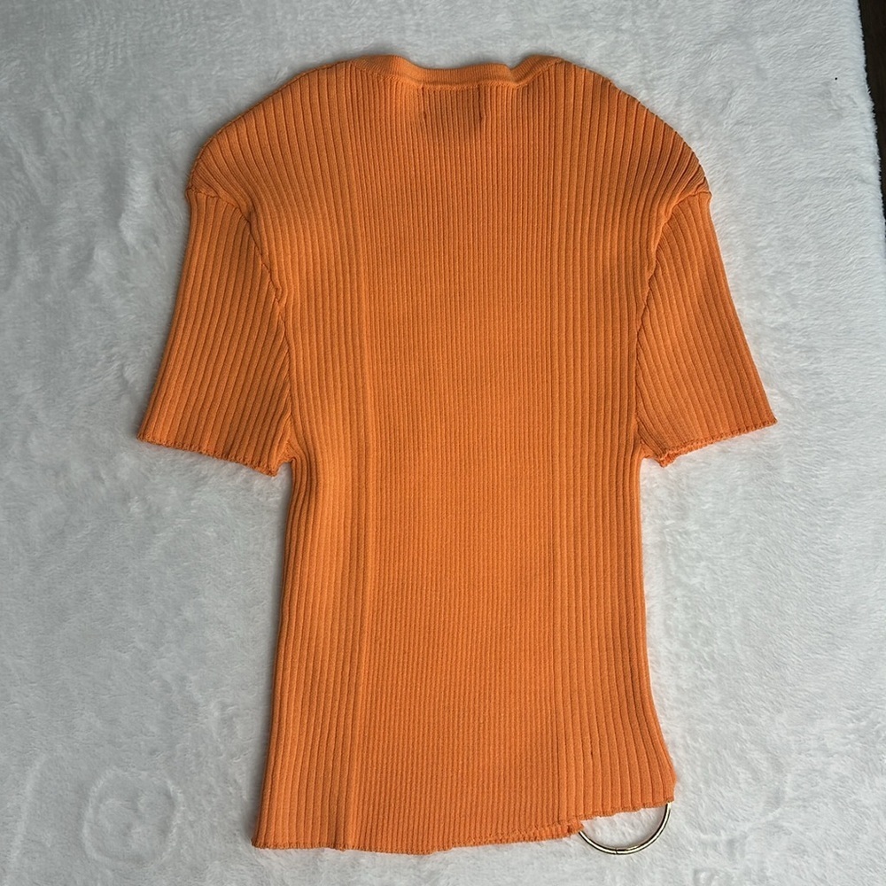 Orange Ribbed Short Sleeve Top - Picture 4 of 4